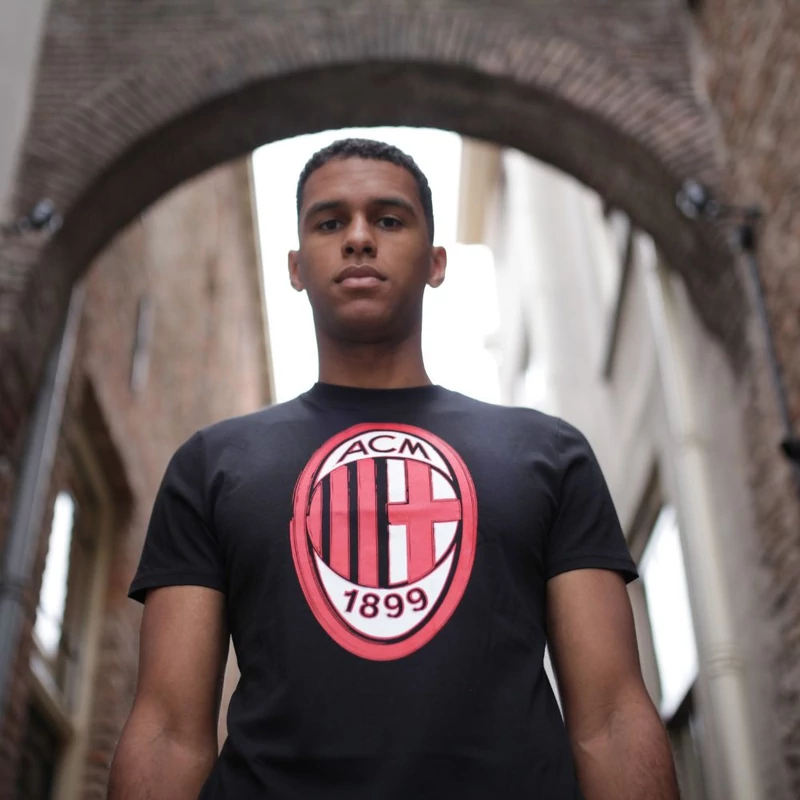 Címeres fekete AC Milan póló - L