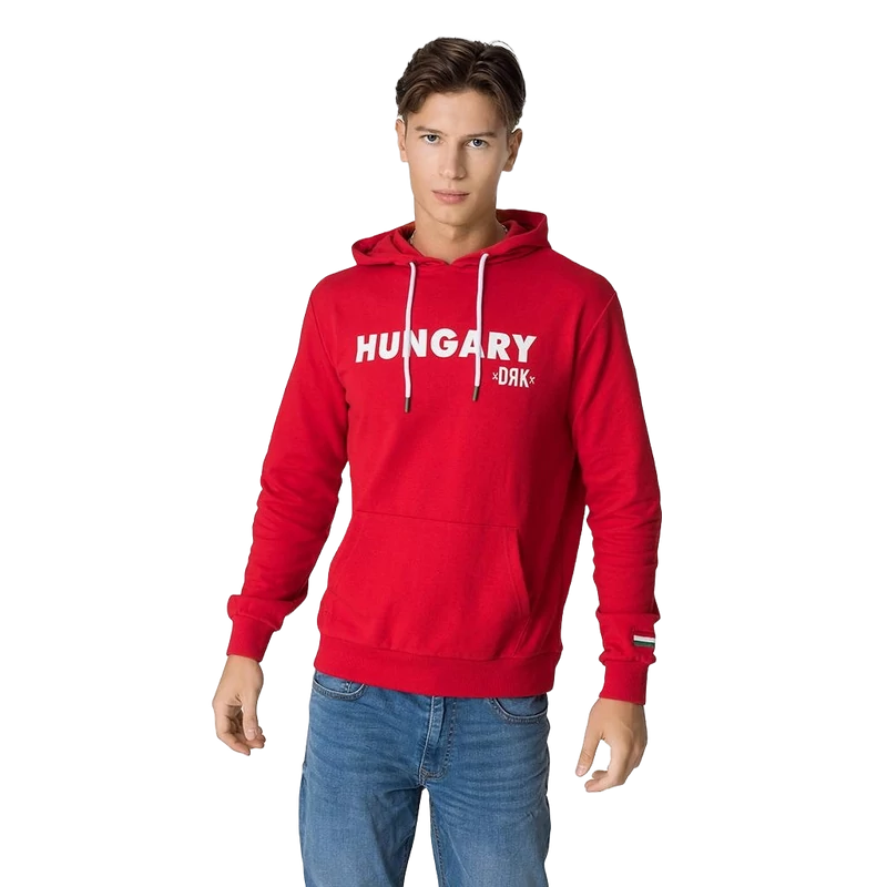 Magyar válogatott piros kapucnis pulóver - S